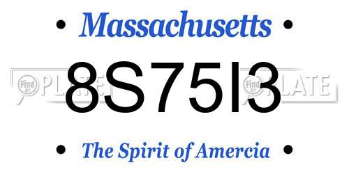 8S75I3 Massachusetts License Plate