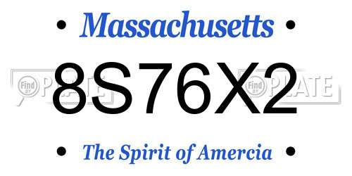 8S76X2 Massachusetts License Plate