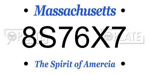 8S76X7 Massachusetts License Plate