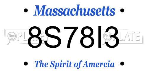8S78I3 Massachusetts License Plate