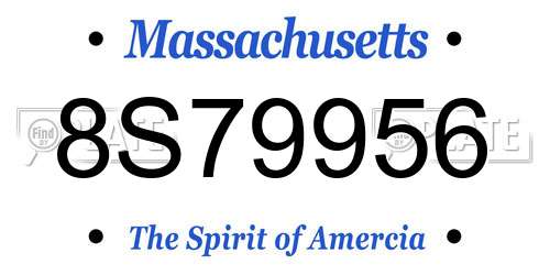 8S79956 Massachusetts License Plate