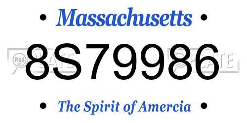 8S79986 Massachusetts License Plate