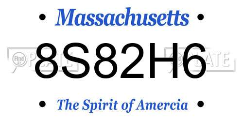 8S82H6 Massachusetts License Plate