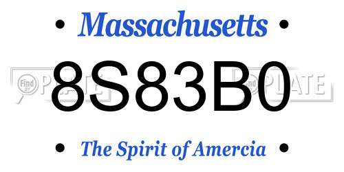 8S83B0 Massachusetts License Plate