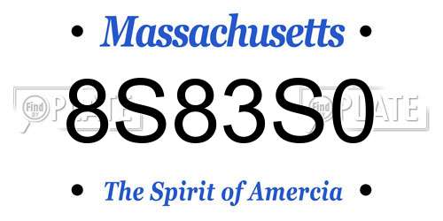 8S83S0 Massachusetts License Plate