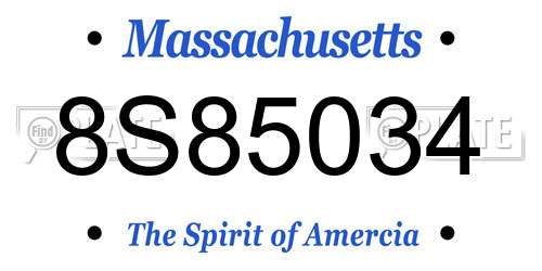 8S85034 Massachusetts License Plate
