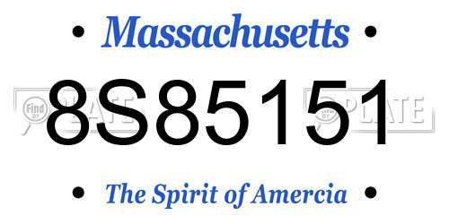 8S85151 Massachusetts License Plate