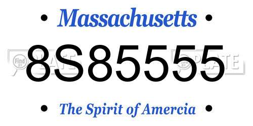 8S85555 Massachusetts License Plate