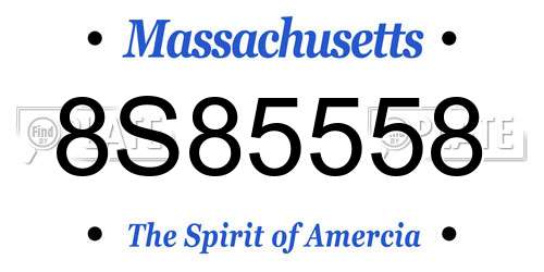 8S85558 Massachusetts License Plate