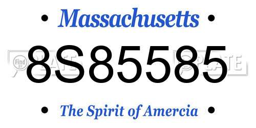 8S85585 Massachusetts License Plate