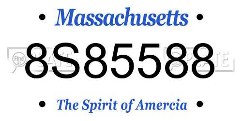 8S85588 Massachusetts License Plate
