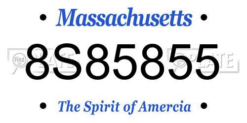8S85855 Massachusetts License Plate