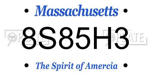8S85H3 Massachusetts License Plate
