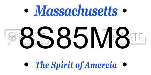 8S85M8 Massachusetts License Plate