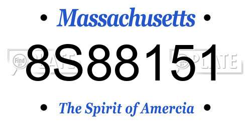 8S88151 Massachusetts License Plate
