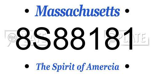 8S88181 Massachusetts License Plate