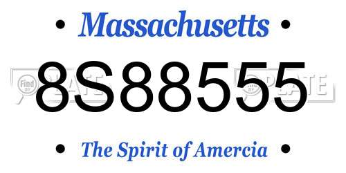 8S88555 Massachusetts License Plate