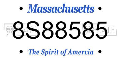 8S88585 Massachusetts License Plate