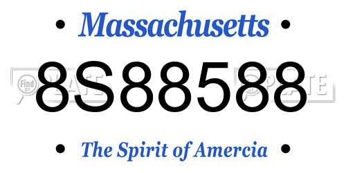 8S88588 Massachusetts License Plate