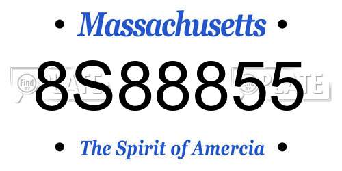 8S88855 Massachusetts License Plate