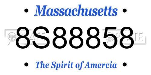 8S88858 Massachusetts License Plate