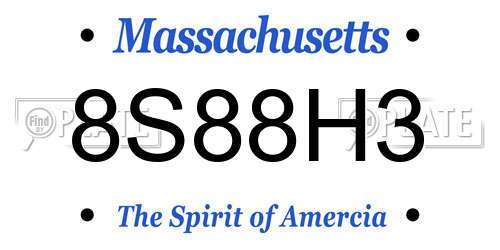 8S88H3 Massachusetts License Plate