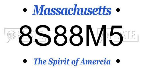 8S88M5 Massachusetts License Plate