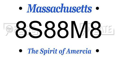 8S88M8 Massachusetts License Plate