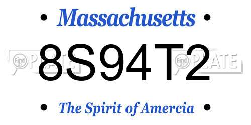 8S94T2 Massachusetts License Plate