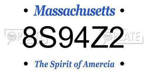 8S94Z2 Massachusetts License Plate