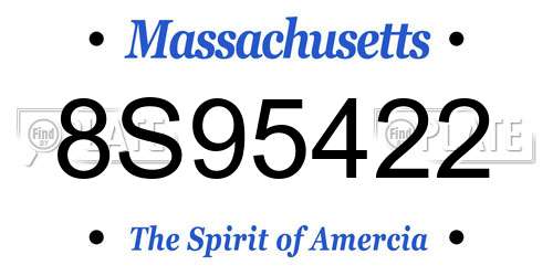 8S95422 Massachusetts License Plate