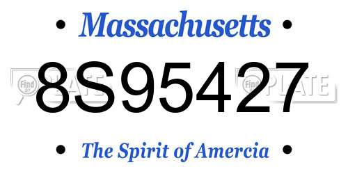 8S95427 Massachusetts License Plate