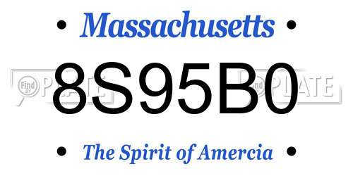 8S95B0 Massachusetts License Plate