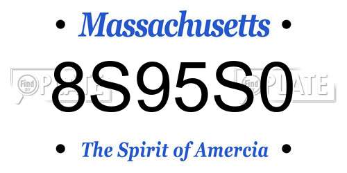 8S95S0 Massachusetts License Plate