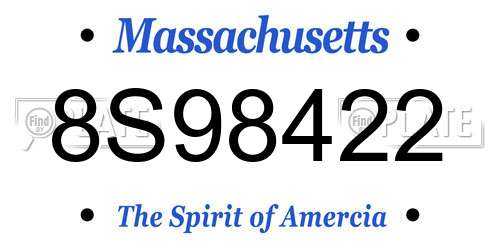 8S98422 Massachusetts License Plate