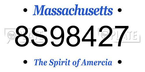 8S98427 Massachusetts License Plate