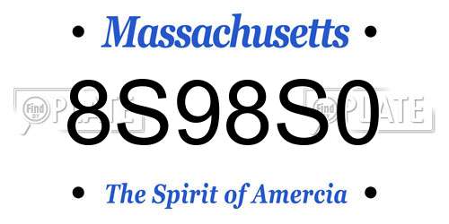 8S98S0 Massachusetts License Plate