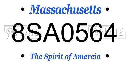 8SA0564 Massachusetts License Plate