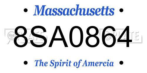 8SA0864 Massachusetts License Plate