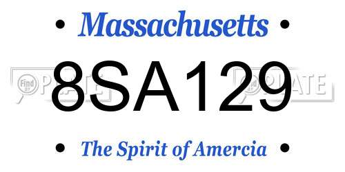 8SA129 Massachusetts License Plate