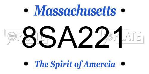 8SA221 Massachusetts License Plate
