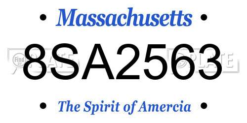 8SA2563 Massachusetts License Plate
