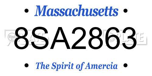 8SA2863 Massachusetts License Plate