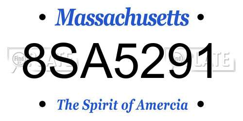 8SA5291 Massachusetts License Plate