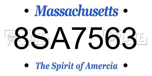 8SA7563 Massachusetts License Plate