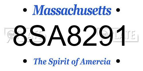 8SA8291 Massachusetts License Plate