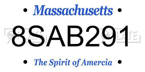 8SAB291 Massachusetts License Plate