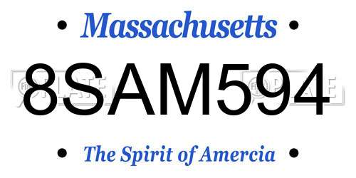 8SAM594 Massachusetts License Plate