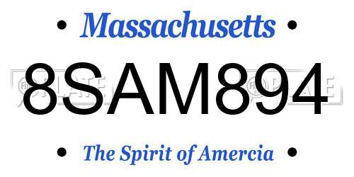 8SAM894 Massachusetts License Plate