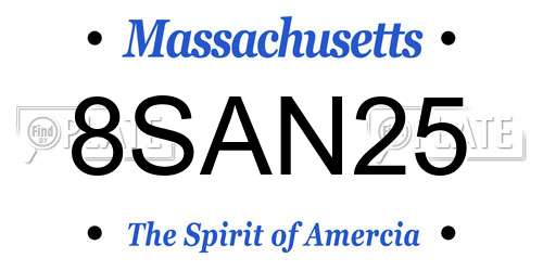 8SAN25 Massachusetts License Plate